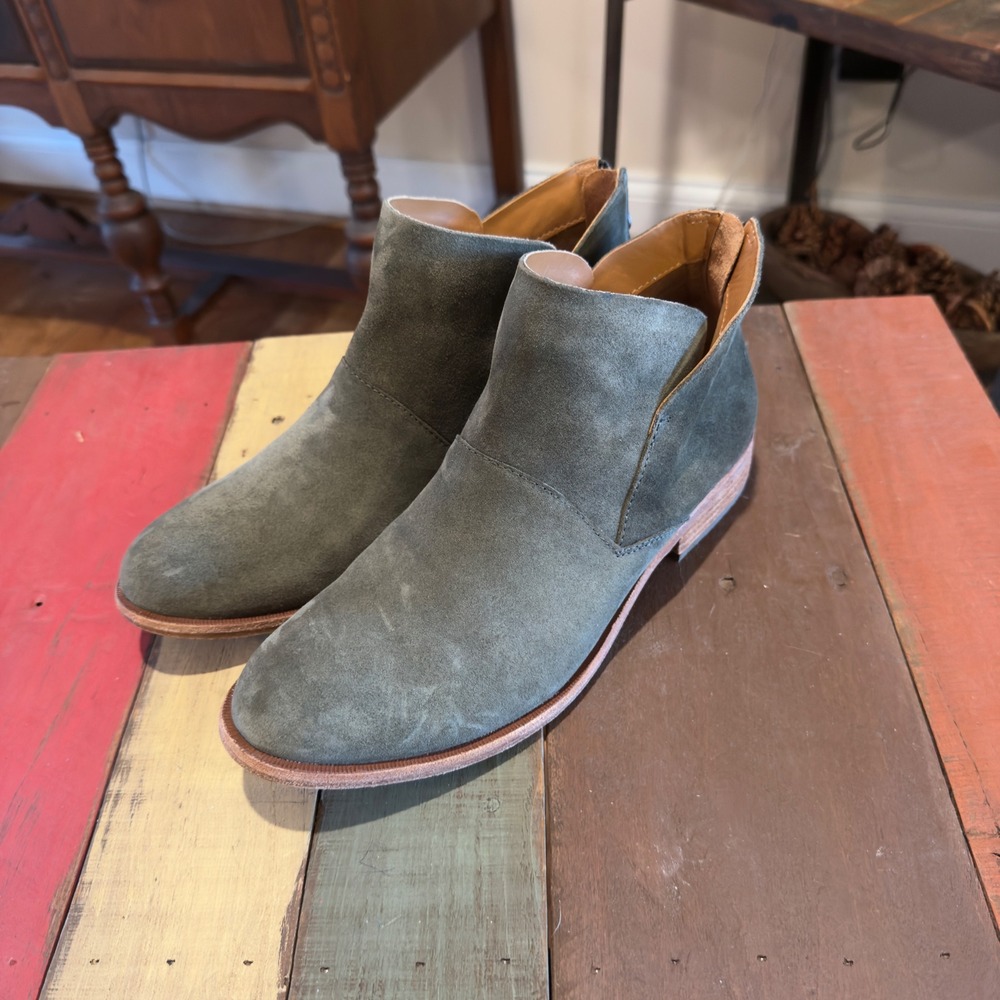 Kork-Ease Ryder Women 9M Grey Green Suede Ankle Boots‎ Rear Zip K53529 CBHF19